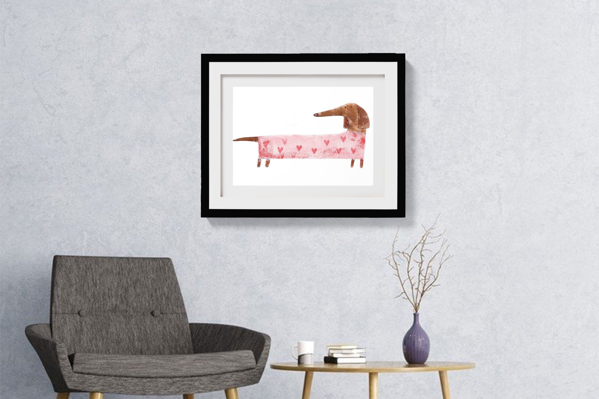 Baby Dachshund Dog Artwork Painting-Meri Deewar 3 : 2 Horizontal Premium Wall Art Canvas by MeriDeewar