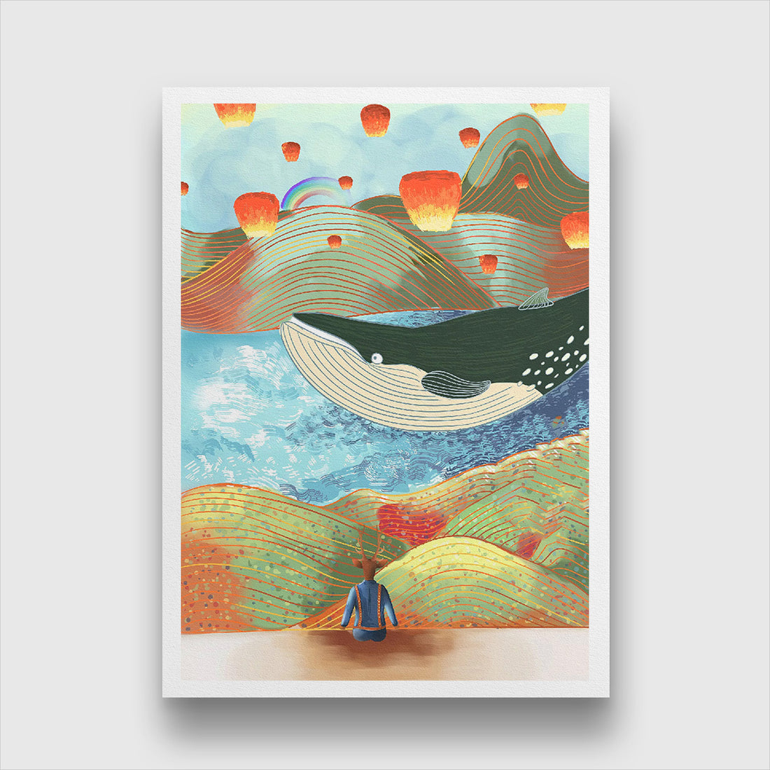 Baleine Painting 2 : 3 Vertical Premium Wall Art Canvas by MeriDeewar
