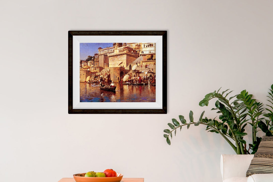 Banaras Landscape Painting - Meri Deewar 4 : 3 Horizontal Premium Wall Art Canvas by MeriDeewar
