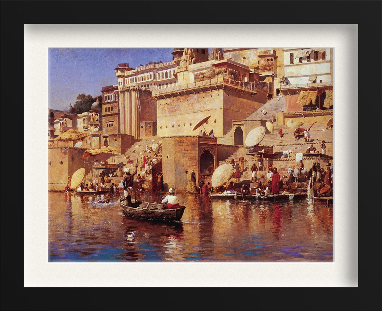 Banaras Landscape Painting - Meri Deewar 4 : 3 Horizontal Premium Wall Art Canvas by MeriDeewar