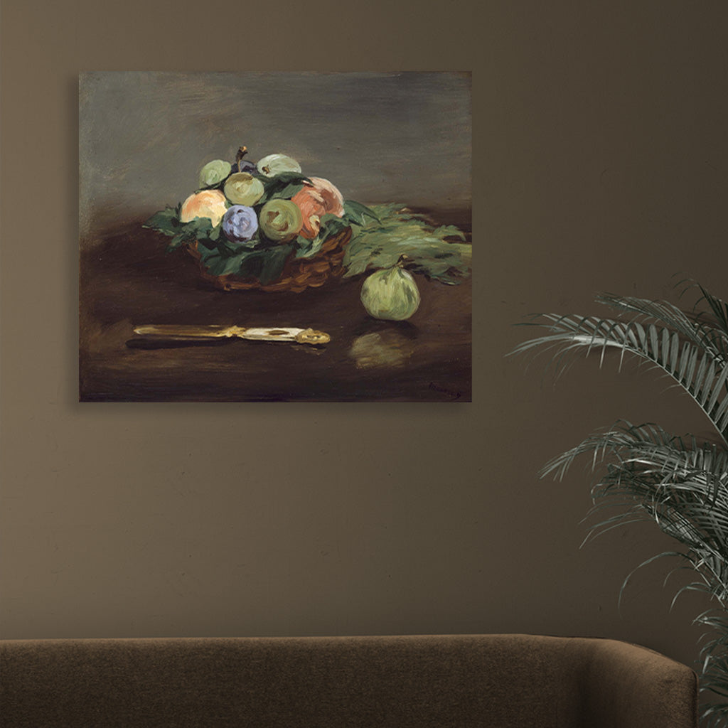 Basket of Fruit Painting-Meri Deewar 1 : 1 Square Premium Wall Art Canvas by MeriDeewar