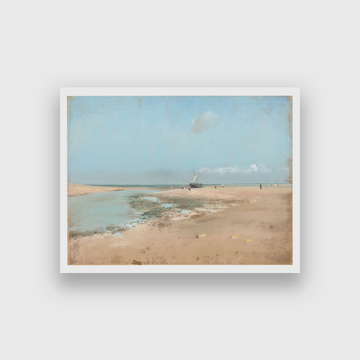 Beach at Low Tide Mouth of the River Painting 4 : 3 Horizontal Premium Wall Art Canvas by MeriDeewar