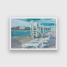 Beach Gouache Seascape Deck Chairs Painting 3 : 2 Horizontal Premium Wall Art Canvas by MeriDeewar