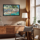 Beach Sea Summer People Gouache Painting 3 : 2 Horizontal Premium Wall Art Canvas by MeriDeewar