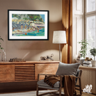 Beach Sea Summer People Gouache Painting 3 : 2 Horizontal Premium Wall Art Canvas by MeriDeewar