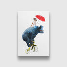 Bear and Dog Artwork Painting-Meri Deewar 2 : 3 Vertical Premium Wall Art Canvas by MeriDeewar