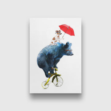 Bear and Dog Artwork Painting-Meri Deewar 2 : 3 Vertical Premium Wall Art Canvas by MeriDeewar