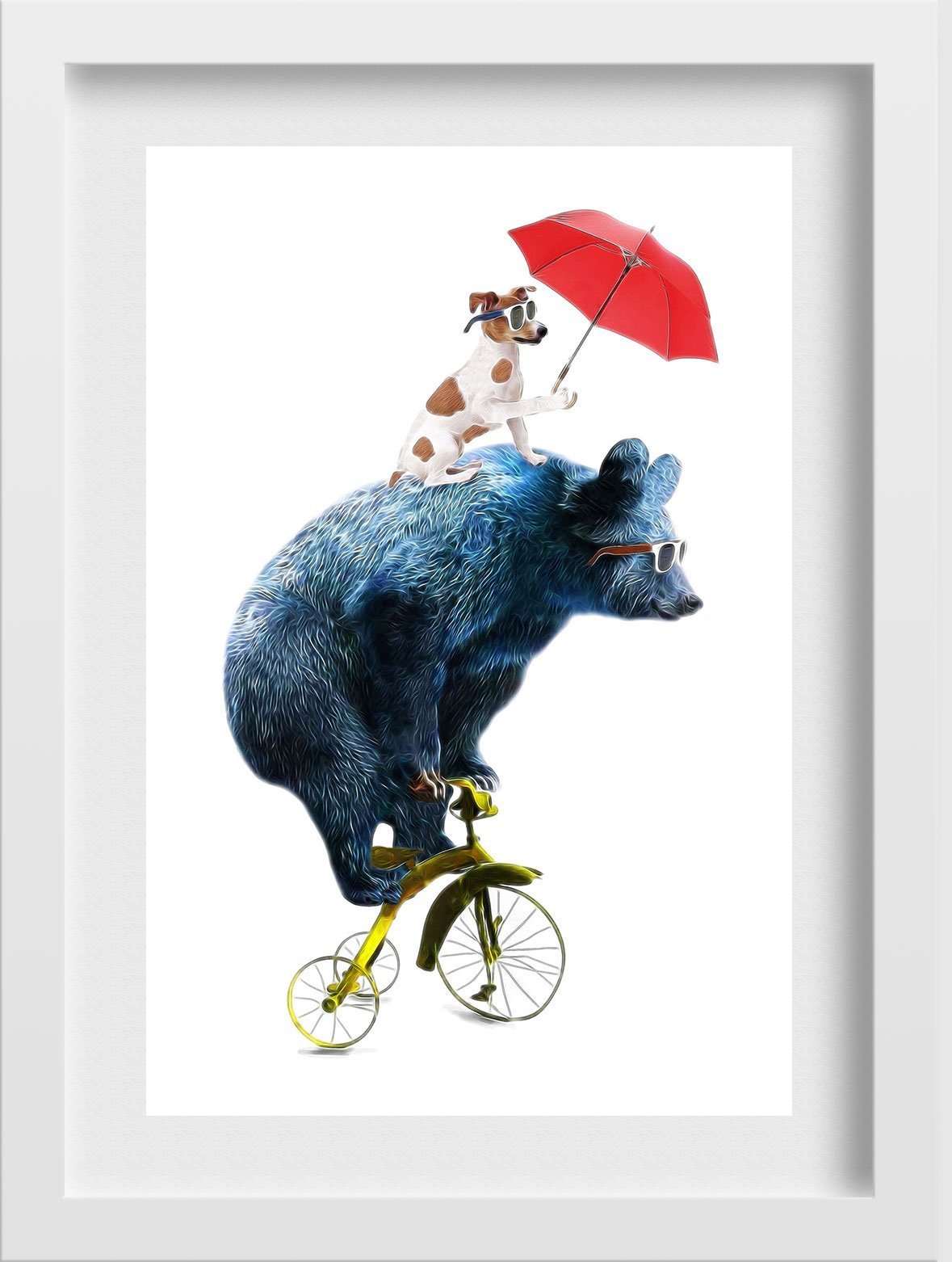 Bear and Dog Artwork Painting-Meri Deewar 2 : 3 Vertical Premium Wall Art Canvas by MeriDeewar