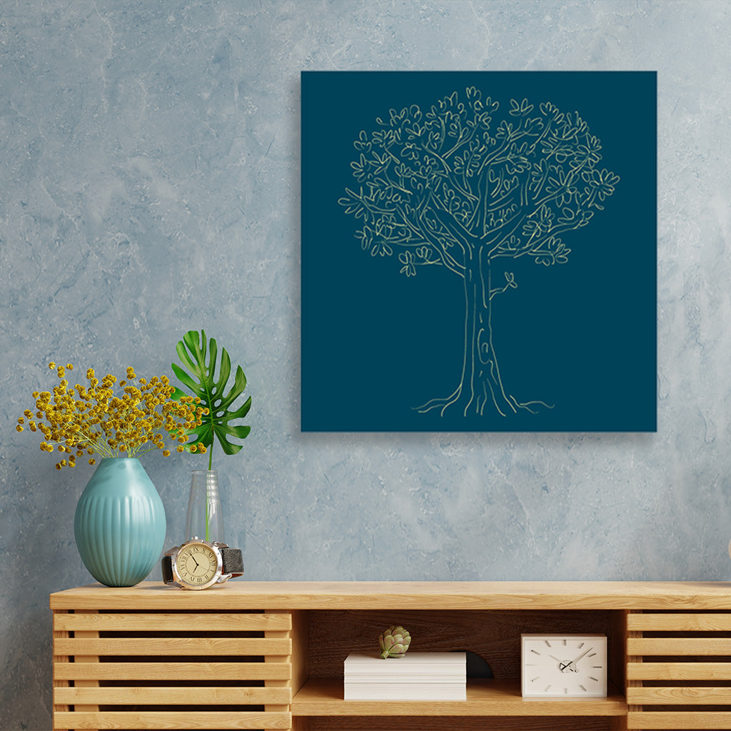Beautiful Abstract Leaves of Tree painting 1 : 1 Square Premium Wall Art Canvas by MeriDeewar