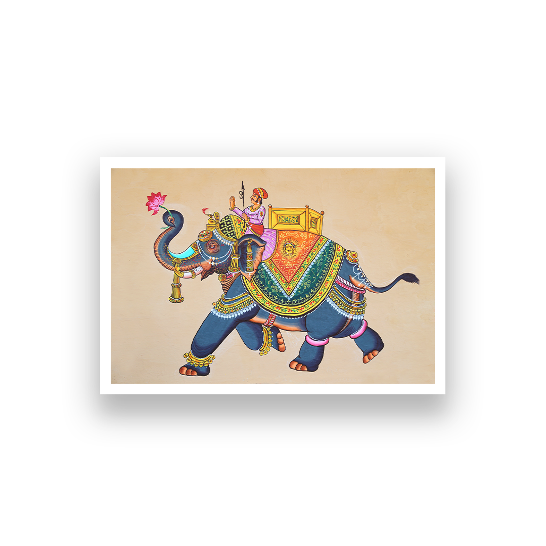 Beautiful Elephant Madhubani Painting 3 : 2 Horizontal Premium Wall Art Canvas by MeriDeewar