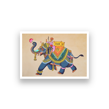 Beautiful Elephant Madhubani Painting 3 : 2 Horizontal Premium Wall Art Canvas by MeriDeewar