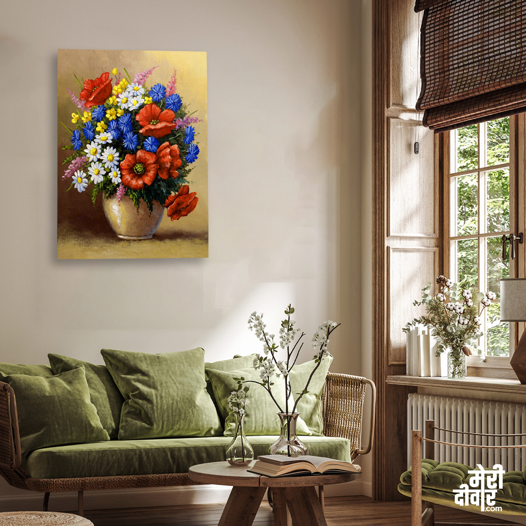 Beautiful Flower Vase Painting 3 : 4.2 Vertical Premium Wall Art Canvas by MeriDeewar