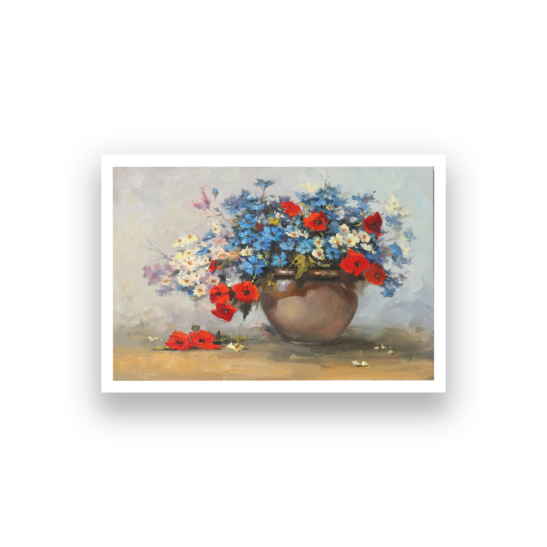 Beautiful Flowerpot Wall Painting 3 : 2 Horizontal Premium Wall Art Canvas by MeriDeewar