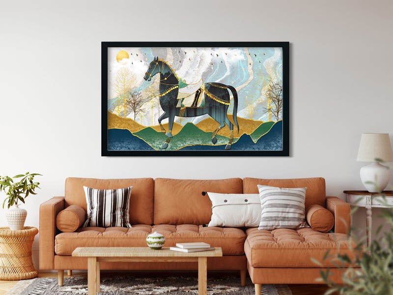Beautiful Horse Painting - Meri Deewar 2 : 1 Horizontal Premium Wall Art Canvas by MeriDeewar