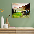 Beautiful house of Indian Village Painting-Meri Deewar 4 : 3 Horizontal Premium Wall Art Canvas by MeriDeewar