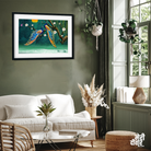 Beautiful Peacock Nature Painting 3 : 2 Horizontal Premium Wall Art Canvas by MeriDeewar