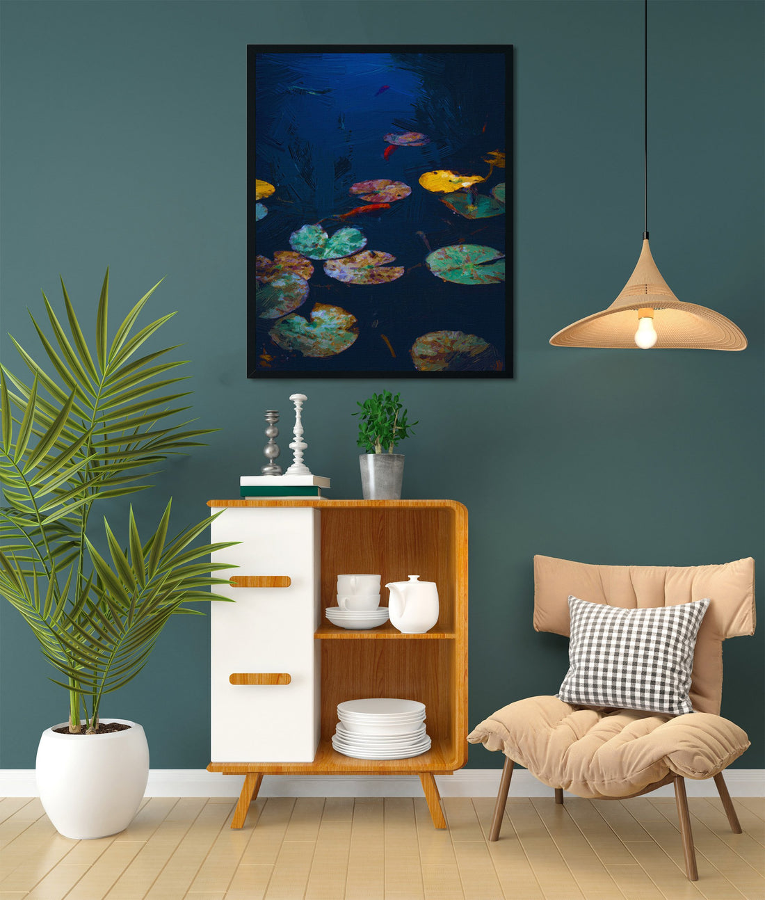 Beautiful realistic lotus Painting - Meri Deewar 3 : 4 Vertical Premium Wall Art Canvas by MeriDeewar