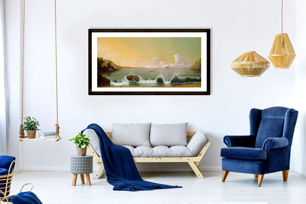 Beautiful Sea Landscape Painting-Meri Deewar 2 : 1 Horizontal Premium Wall Art Canvas by MeriDeewar