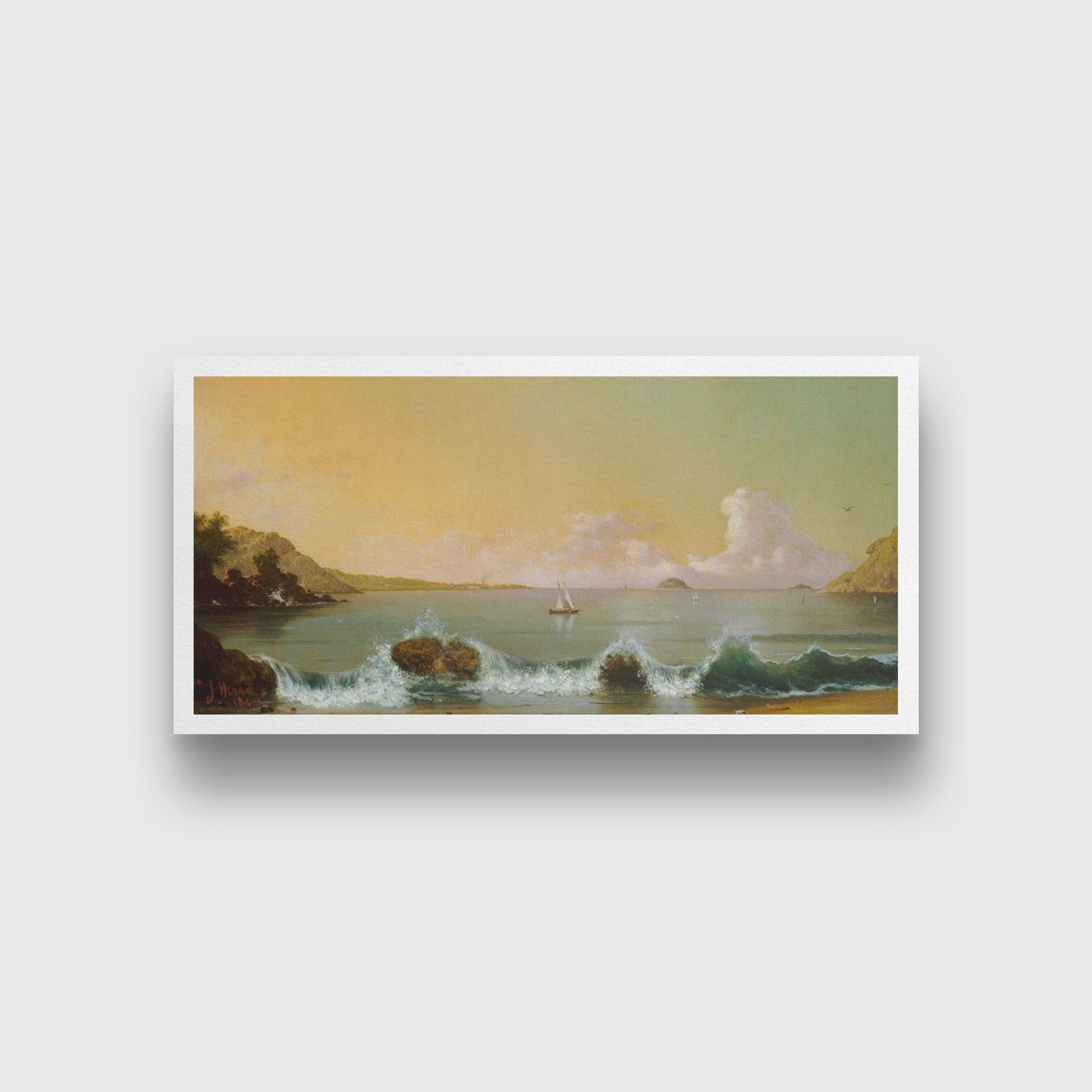 Beautiful Sea Landscape Painting-Meri Deewar 2 : 1 Horizontal Premium Wall Art Canvas by MeriDeewar
