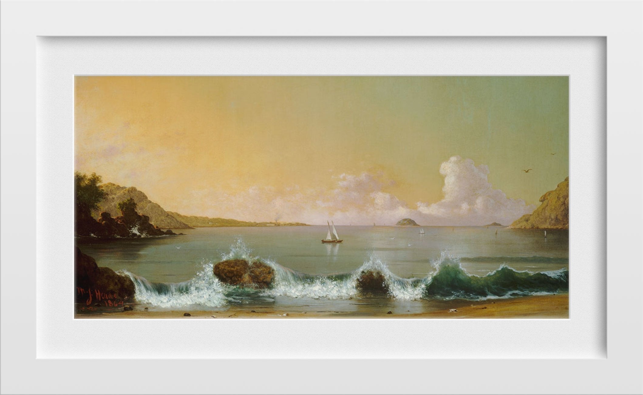 Beautiful Sea Landscape Painting-Meri Deewar 2 : 1 Horizontal Premium Wall Art Canvas by MeriDeewar