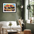 Beautiful Seven Running Black & White Horses Wall Painting 3 : 2 Horizontal Premium Wall Art Canvas by MeriDeewar