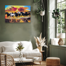 Beautiful Seven Running Black & White Horses Wall Painting 3 : 2 Horizontal Premium Wall Art Canvas by MeriDeewar