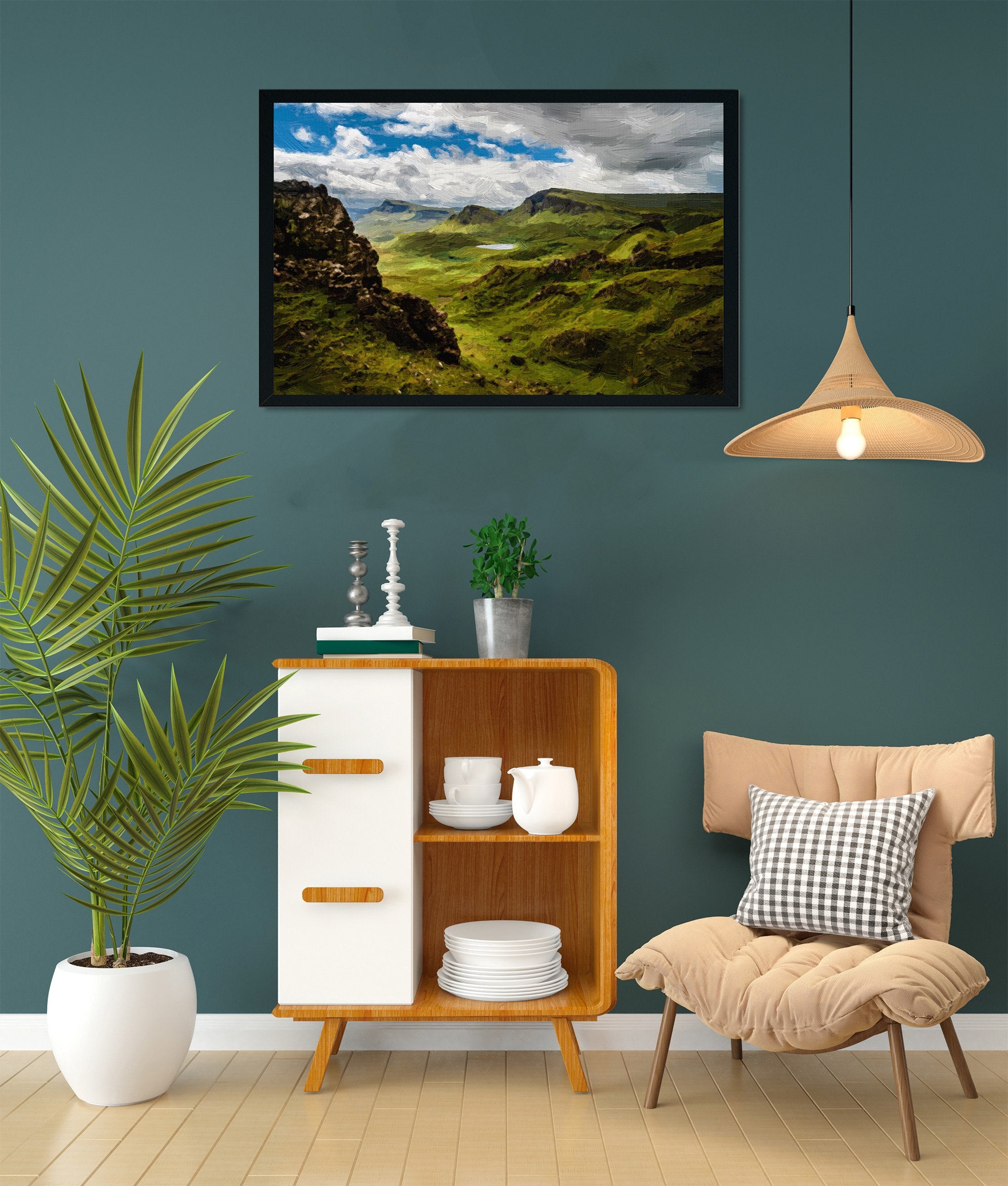 Beautiful sunrise over the mountain range Painting - Meri Deewar 3 : 2 Horizontal Premium Wall Art Canvas by MeriDeewar