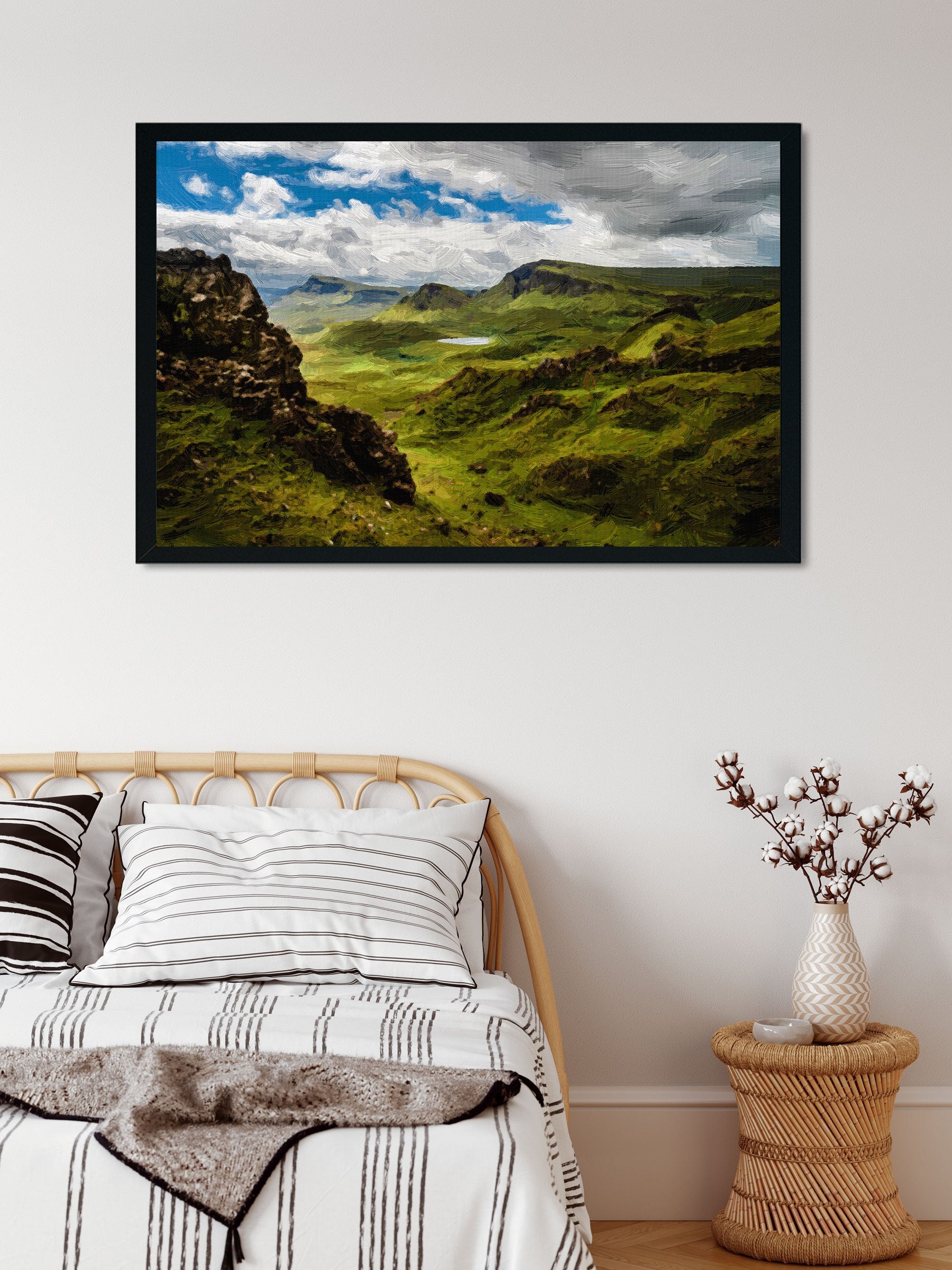 Beautiful sunrise over the mountain range Painting - Meri Deewar 3 : 2 Horizontal Premium Wall Art Canvas by MeriDeewar