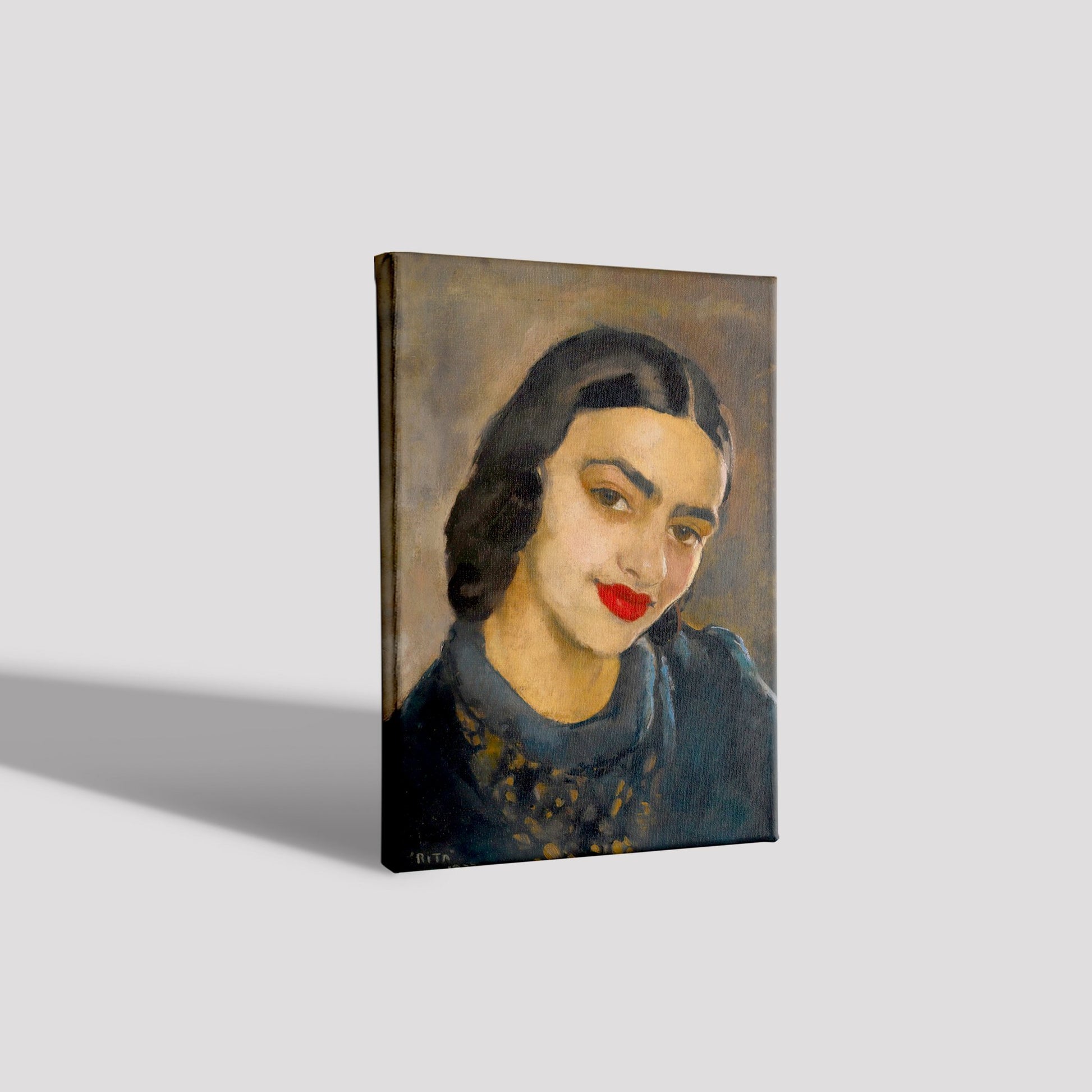 Behind The Canvas Self Portrait Painting - Meri Deewar 2 : 3 Vertical Premium Wall Art Canvas by MeriDeewar