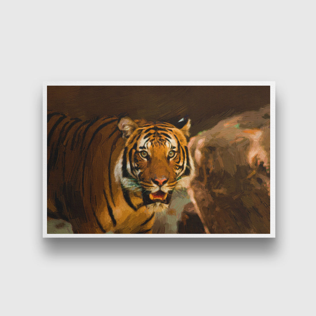 Bengal Tiger in forest Painting - Meri Deewar 3 : 2 Horizontal Premium Wall Art Canvas by MeriDeewar