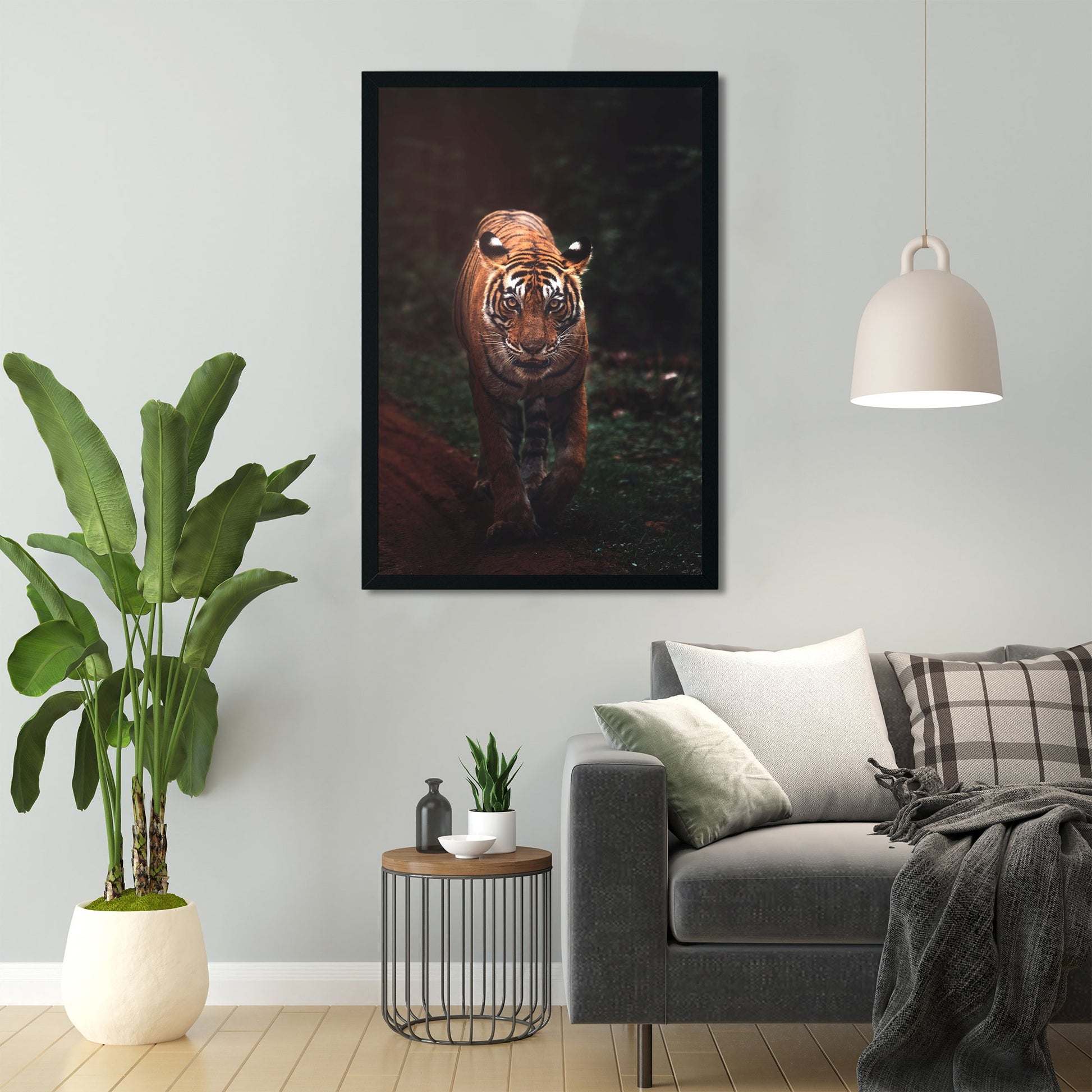 Bengal tiger walking Painting-Meri Deewar 2 : 3 Vertical Premium Wall Art Canvas by MeriDeewar