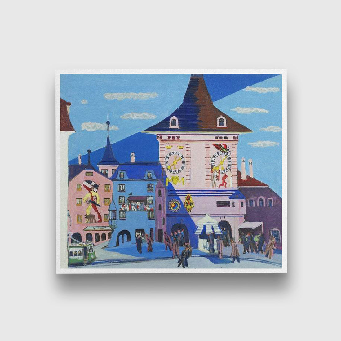 Bern with Belltower Painting - MeriDeewar 4 : 3 Horizontal Premium Wall Art Canvas by MeriDeewar