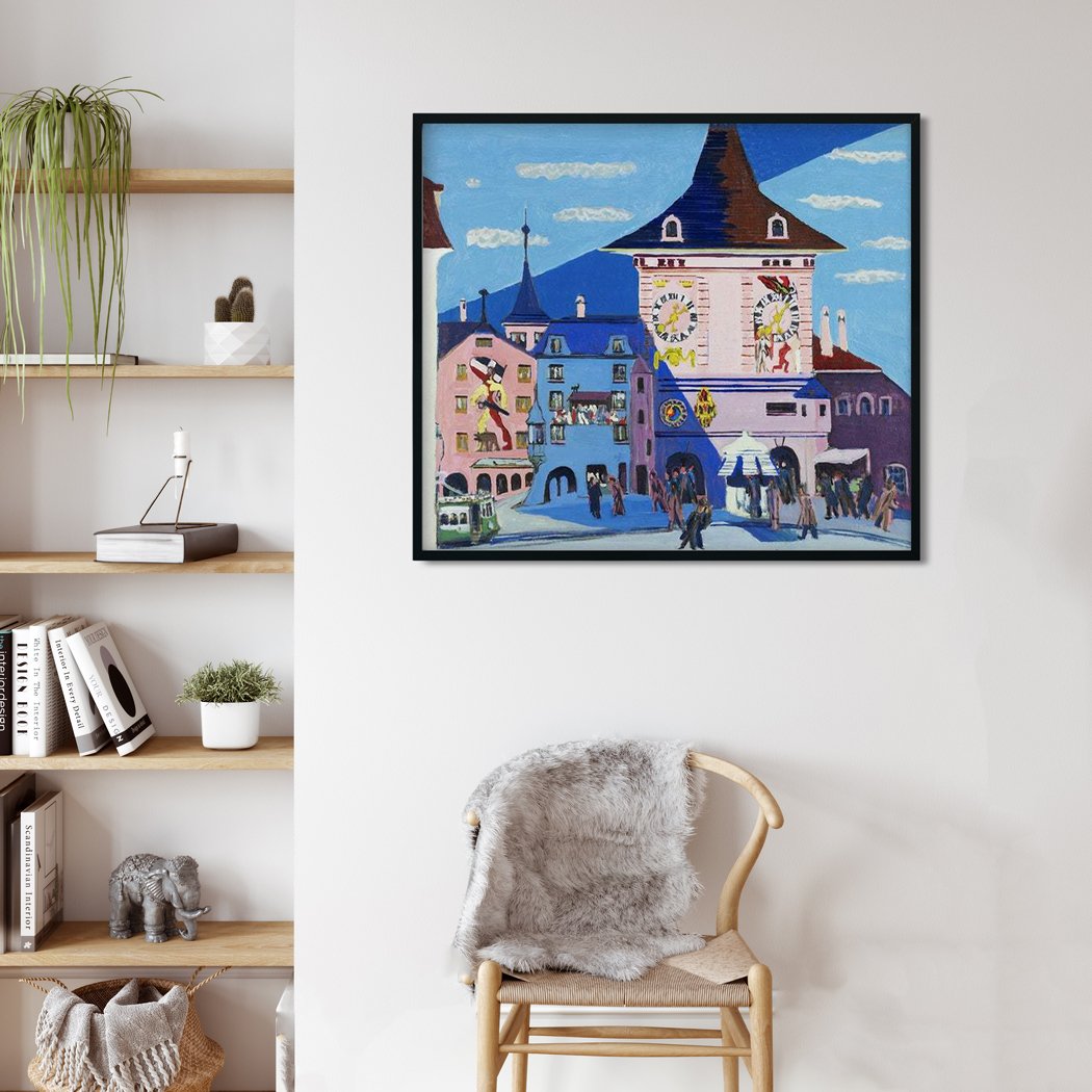 Bern with Belltower Painting - MeriDeewar 4 : 3 Horizontal Premium Wall Art Canvas by MeriDeewar