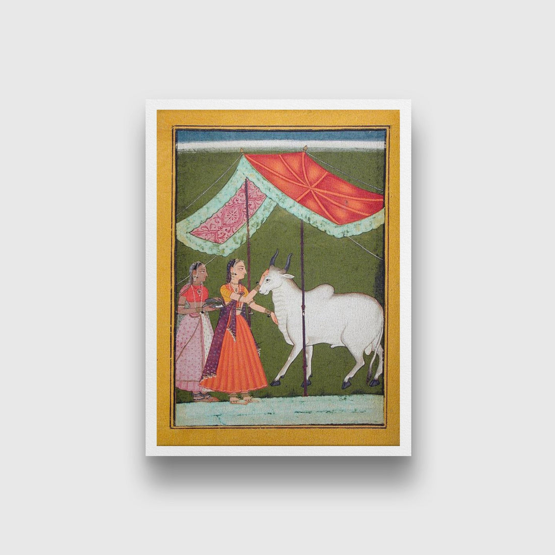 Bhairavi Ragini, First Wife of Bhairava Raga, Folio from a Ragamala (Garland of Melodies) Painting-Meri Deewar 3 : 4 Vertical Premium Wall Art Canvas by MeriDeewar