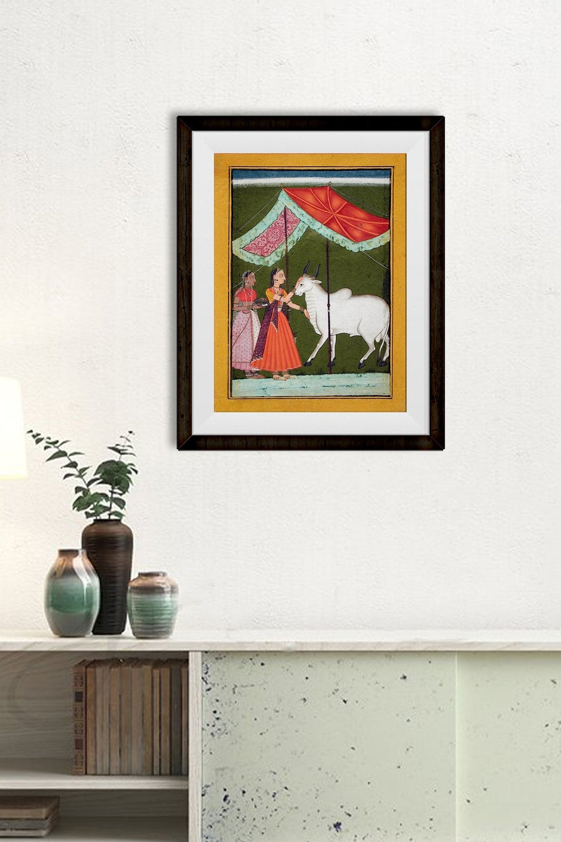 Bhairavi Ragini, First Wife of Bhairava Raga, Folio from a Ragamala (Garland of Melodies) Painting-Meri Deewar 3 : 4 Vertical Premium Wall Art Canvas by MeriDeewar