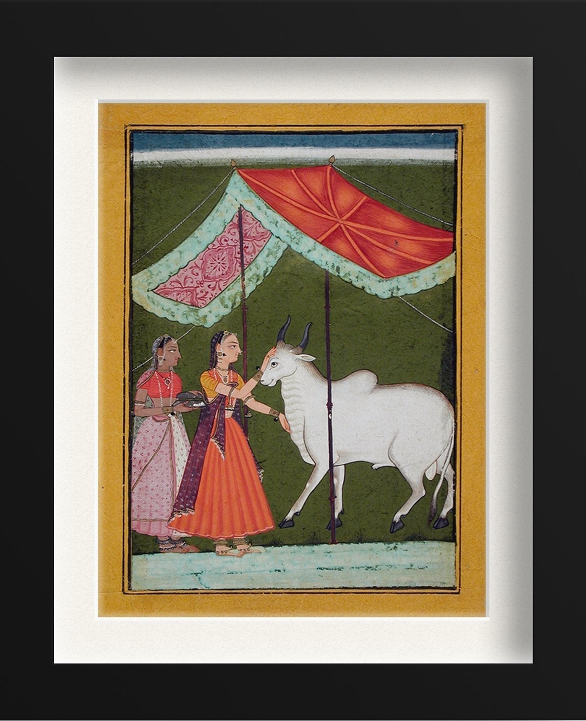 Bhairavi Ragini, First Wife of Bhairava Raga, Folio from a Ragamala (Garland of Melodies) Painting-Meri Deewar 3 : 4 Vertical Premium Wall Art Canvas by MeriDeewar