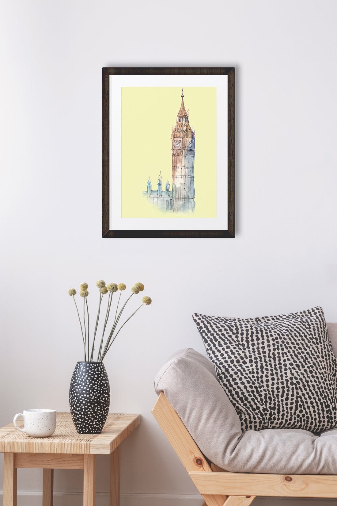 Big Ben Illustration Painting-Meri Deewar 3 : 4 Vertical Premium Wall Art Canvas by MeriDeewar