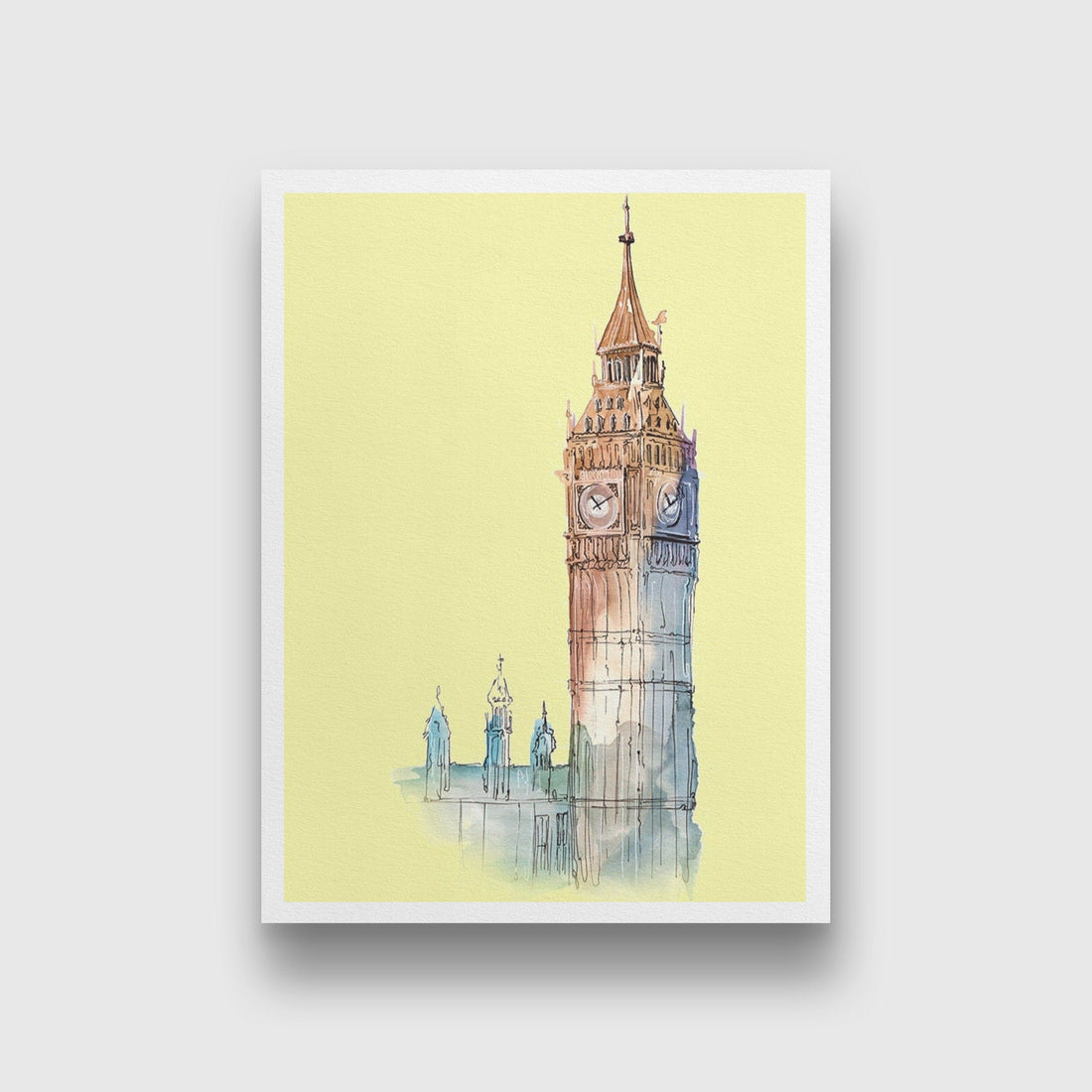 Big Ben Illustration Painting-Meri Deewar 3 : 4 Vertical Premium Wall Art Canvas by MeriDeewar