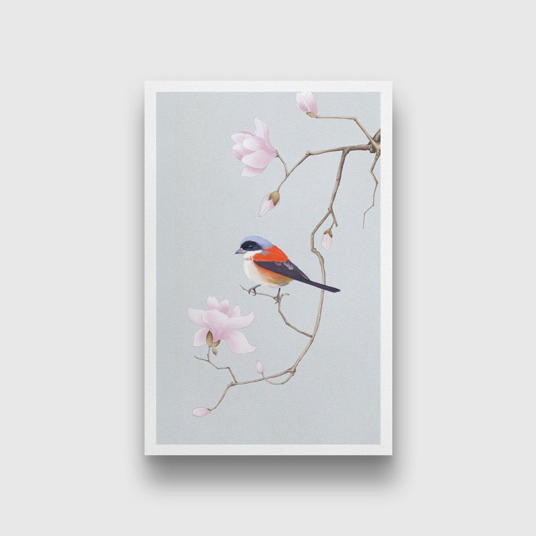Bird and Blossom Painting-Meri Deewar 2 : 3 Vertical Premium Wall Art Canvas by MeriDeewar
