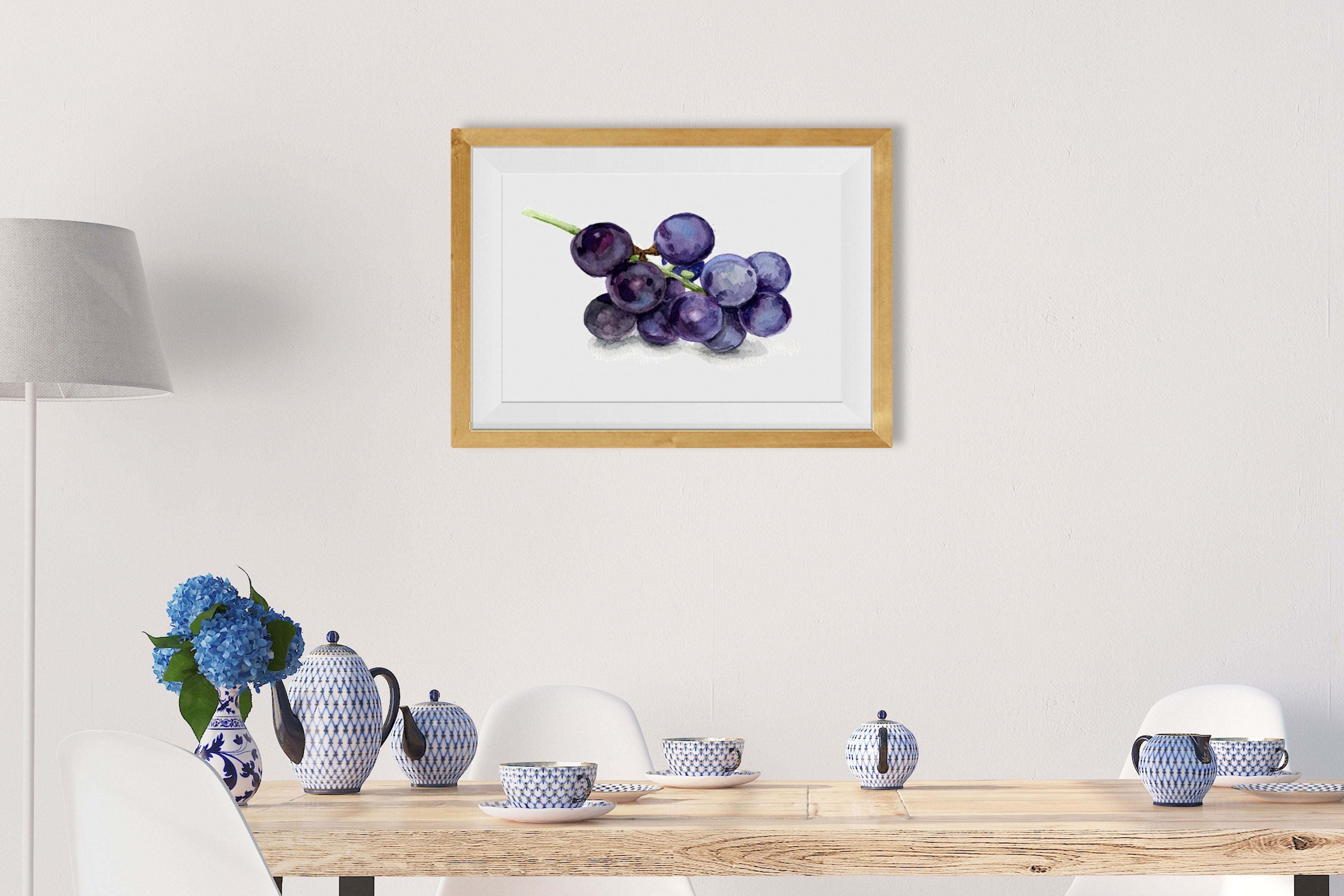 Black Grapes Painting-Meri Deewar 3 : 2 Horizontal Premium Wall Art Canvas by MeriDeewar