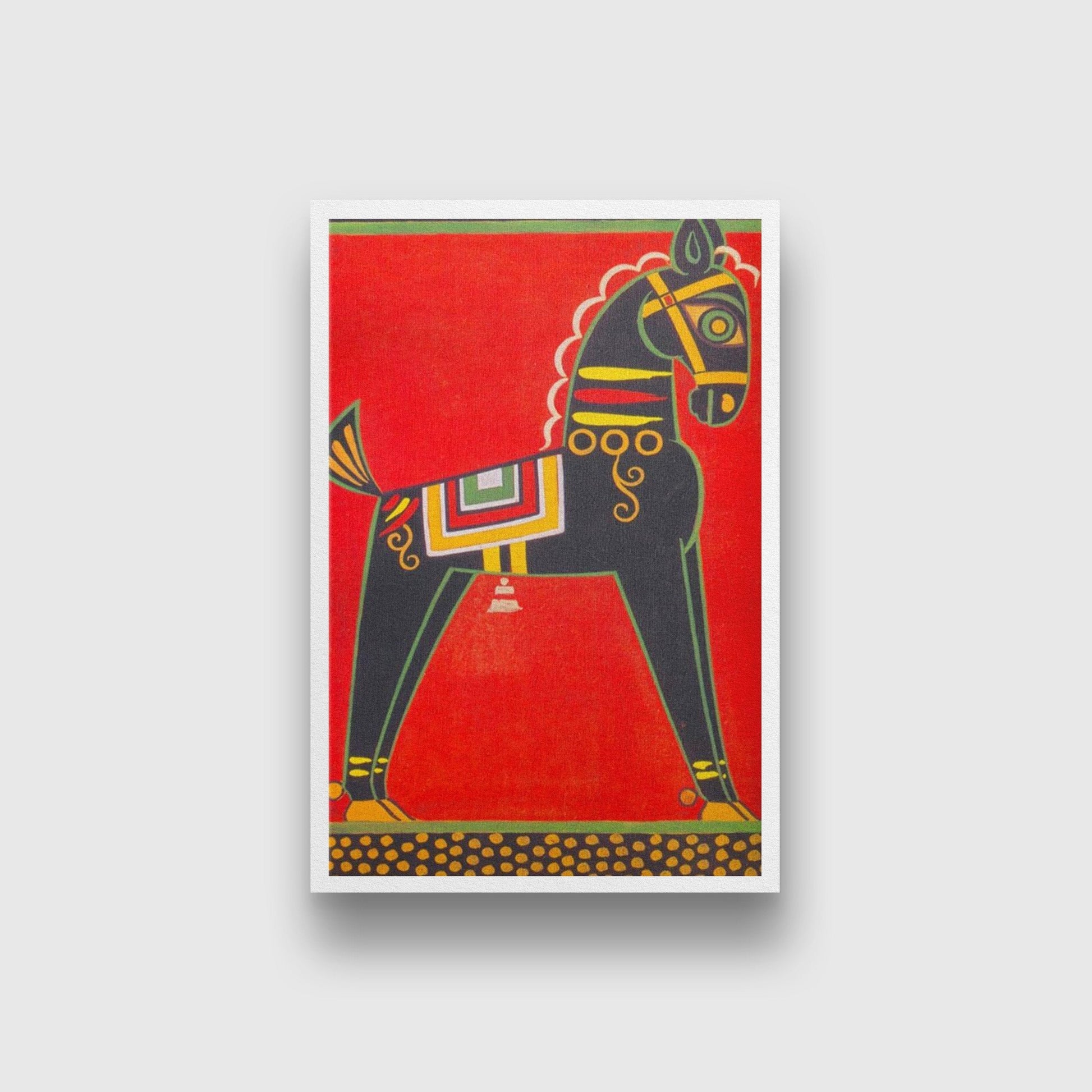 Black Horse Canvas Painting-Meri Deewar 2 : 3 Vertical Premium Wall Art Canvas by MeriDeewar