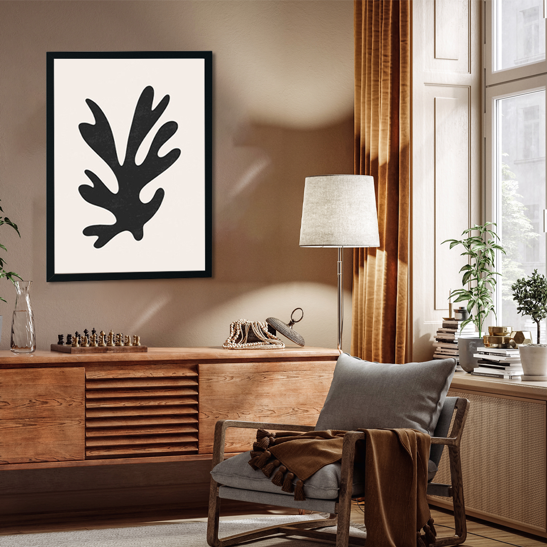 Black Leaf Painting 2 : 3 Vertical Premium Wall Art Canvas by MeriDeewar