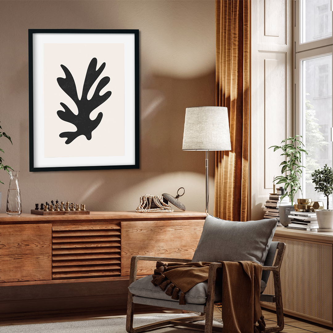 Black Leaf Painting 2 : 3 Vertical Premium Wall Art Canvas by MeriDeewar