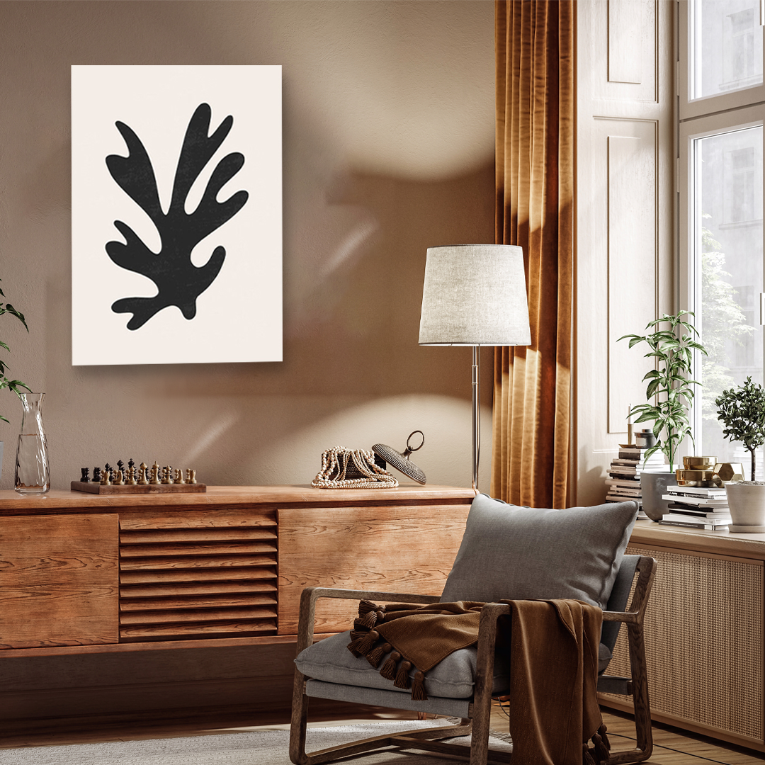 Black Leaf Painting 2 : 3 Vertical Premium Wall Art Canvas by MeriDeewar
