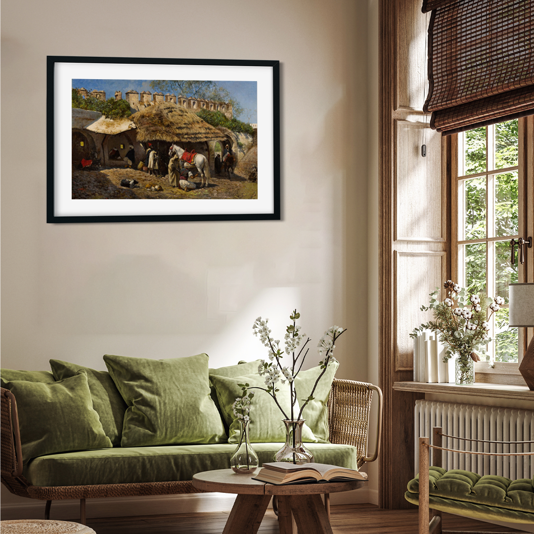 Blacksmith Shop at Tangiers Painting 3 : 2 Horizontal Premium Wall Art Canvas by MeriDeewar