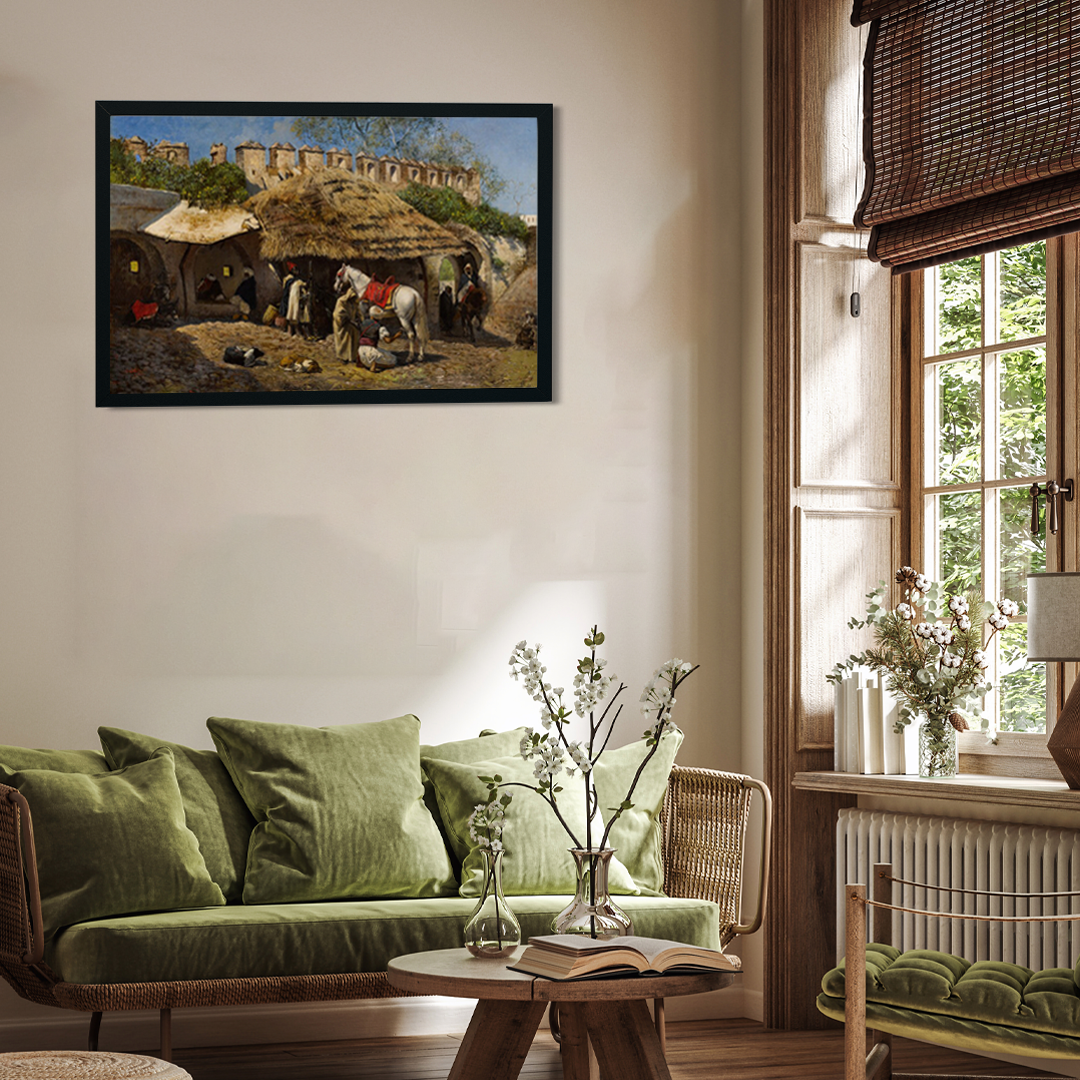 Blacksmith Shop at Tangiers Painting 3 : 2 Horizontal Premium Wall Art Canvas by MeriDeewar