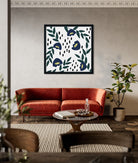Blue and Green Funky Painting 1 : 1 Square Premium Wall Art Canvas by MeriDeewar