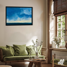 Blue Background Oil Paint Brushstrokes Painting 3 : 2 Horizontal Premium Wall Art Canvas by MeriDeewar