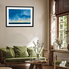 Blue Background Oil Paint Brushstrokes Painting 3 : 2 Horizontal Premium Wall Art Canvas by MeriDeewar