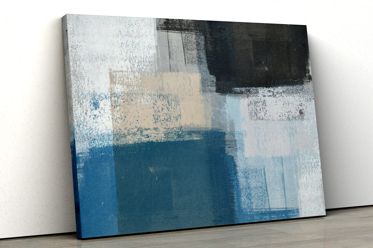 Blue & Black Abstract Paintings 4 :5 Vertical Premium Wall Art Canvas by MeriDeewar